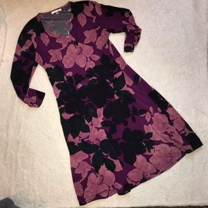 CAbi Floral Midi Faux Wrap Dress Size XL